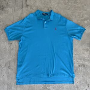Polo Ralph Lauren Turquoise Blue Cotton Short Sleeve Golf Polo Shirt Size XXL